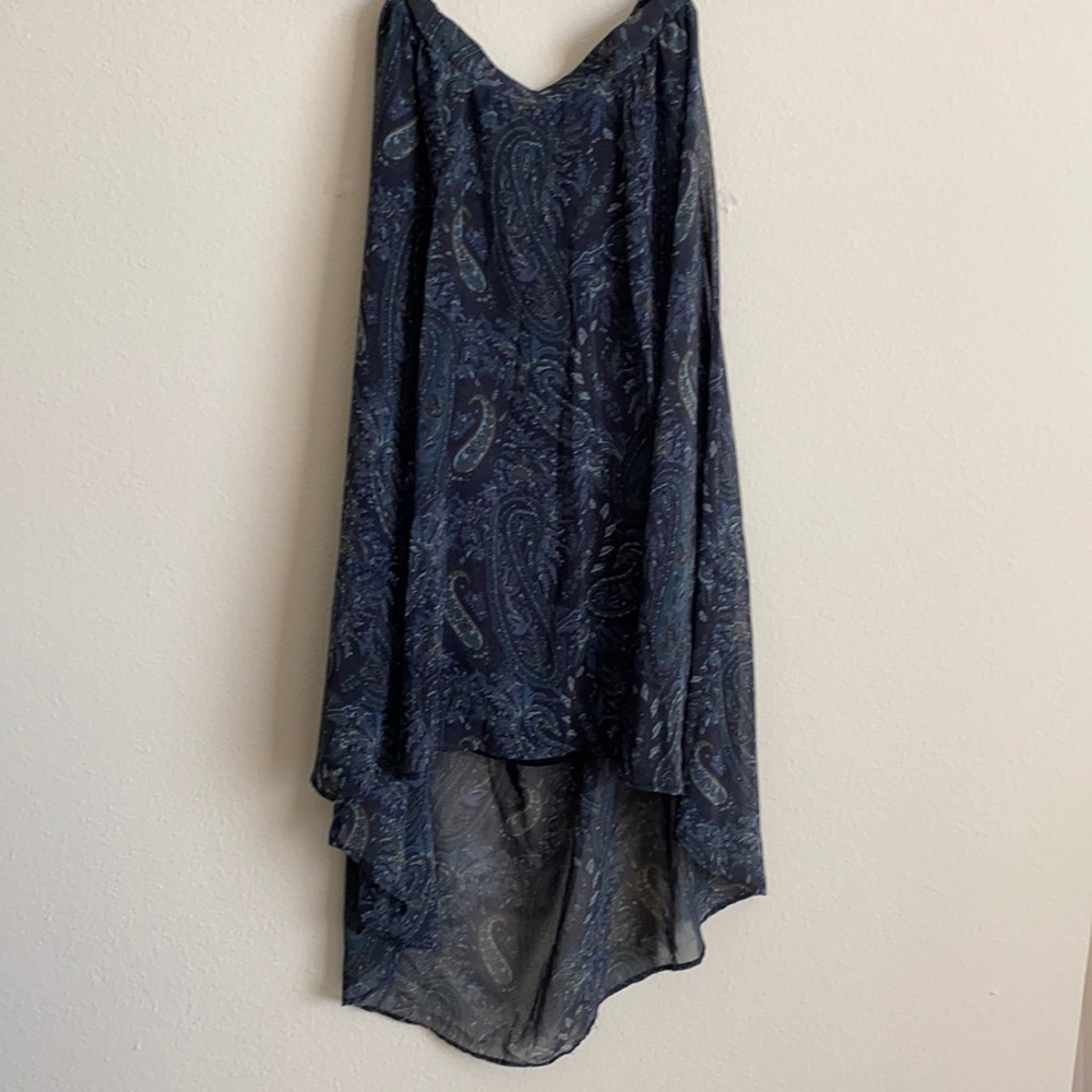 High Low Printed Skirt In Blue (Small)